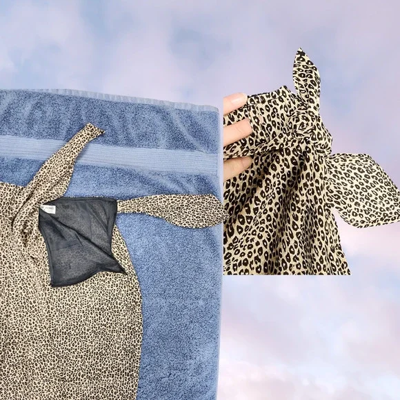 Vtg Patricia Jones USA Leopard Cheetah Print Long Maxi Wrap Tulip Skirt Sz 2P - Picture 4 of 4